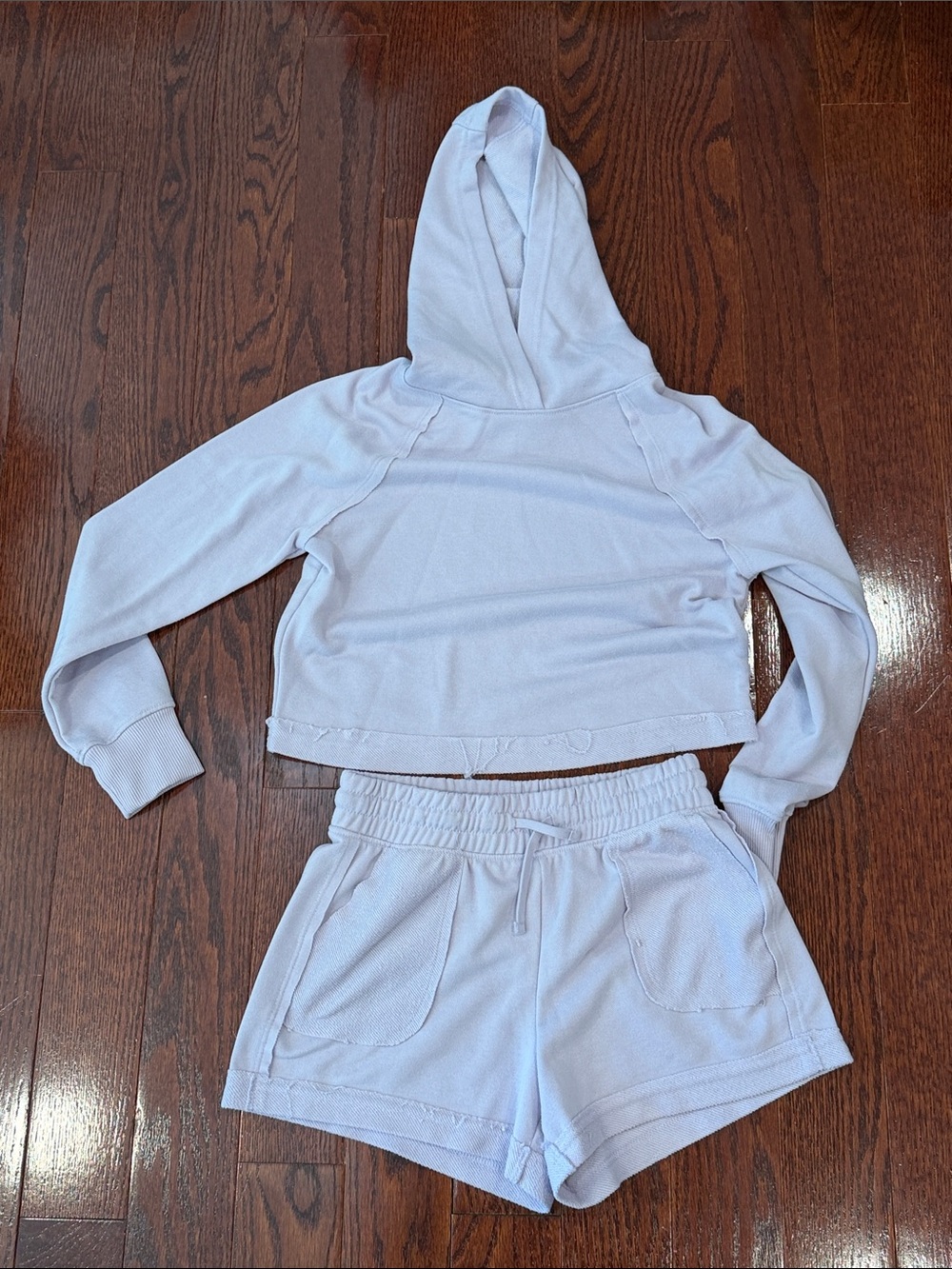 90 degrees Lavender Cropped Hoodie and Shorts Loungewear Set